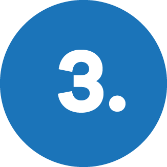 Blauer Kreis mit einer weissen 3 in der Mitte. Schritt 3 des Kinderzahnheilkunde Leitfaden